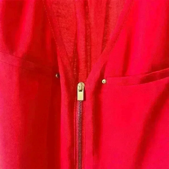 Express Women's Red Sleeveless Tank Top Gold Zipper Size S Casual - Picture 2 of 7